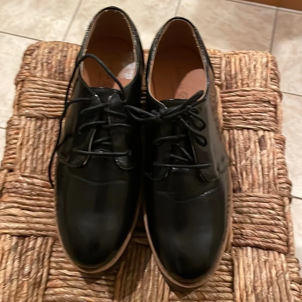 Chinese Laundry Kiss Oxford Black Platform Lace Up Shoes 8.5